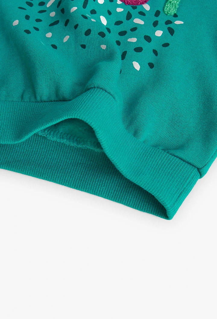 Sweatshirt de pelfa para bebé menina em verde