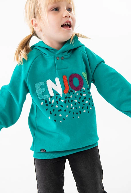 Sweatshirt de pelfa para bebé menina em verde