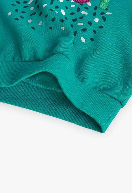 Fleece sweatshirt for baby girl in green