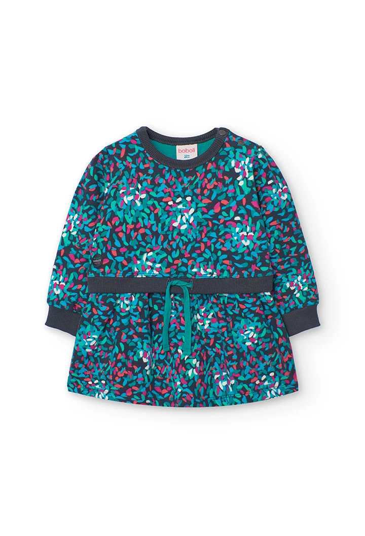 Vestido de felpa para bebé niña con estampado en color verde