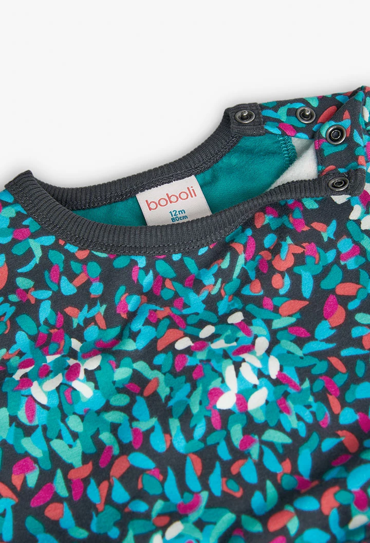 Sweatkleid für Baby-Mädchen mit grünem Druck