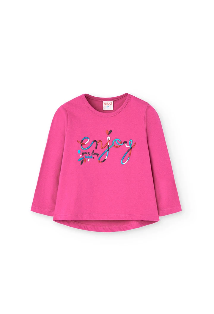 Camiseta de punto liso para bebé niña en rosa