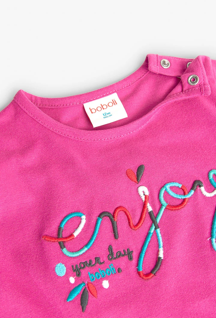 Camisola de malha lisa para bebé menina em rosa