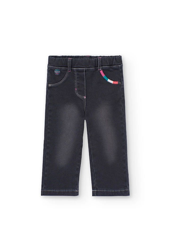 Pantalon en denim  pour bébé fille en noir