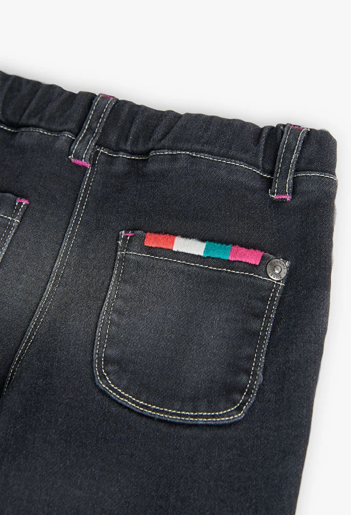 Pantalone denim in maglia per neonato in nero