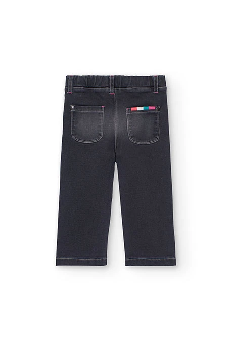 Pantalone denim in maglia per neonato in nero