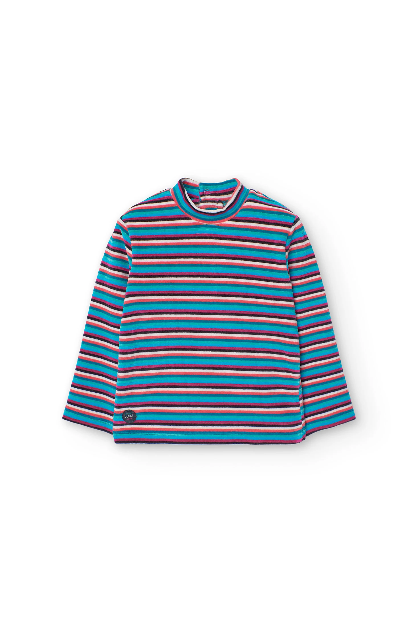 Camiseta listada para bebe nina en terciopelo con estampado de rayas de color verde
