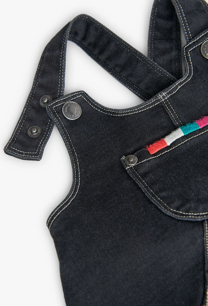 Robe salopette en jean noire pour bébé fille