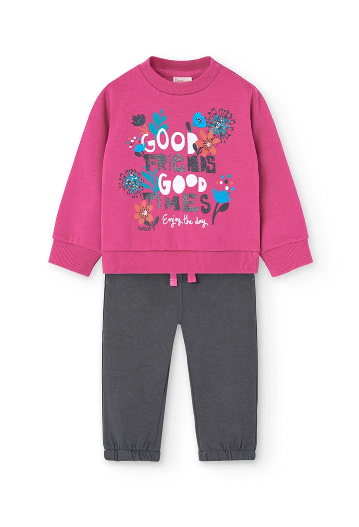 Ensemble de sweat-shirt et pantalon pour bébé fille en rose