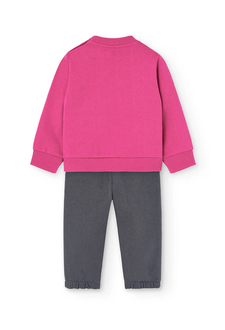 2tlg. Set mit Sweatshirt und Hose für Baby-Mädchen in Rosa