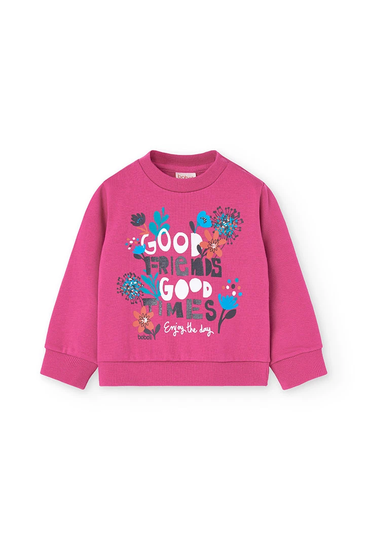 2tlg. Set mit Sweatshirt und Hose für Baby-Mädchen in Rosa