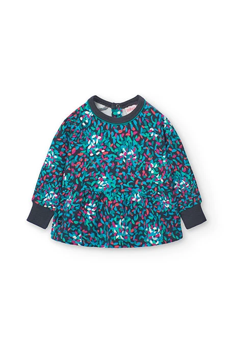 Sweatshirt de felpa elástica para bebé menina com estampado verde