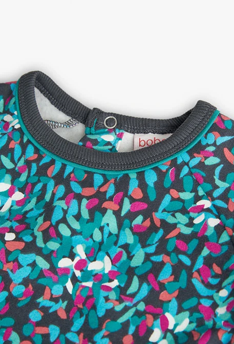 Sweatshirt de felpa elástica para bebé menina com estampado verde