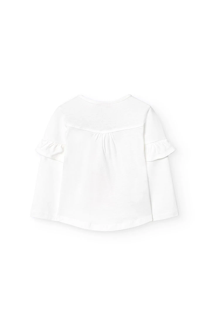 White knit T-shirt for baby girl