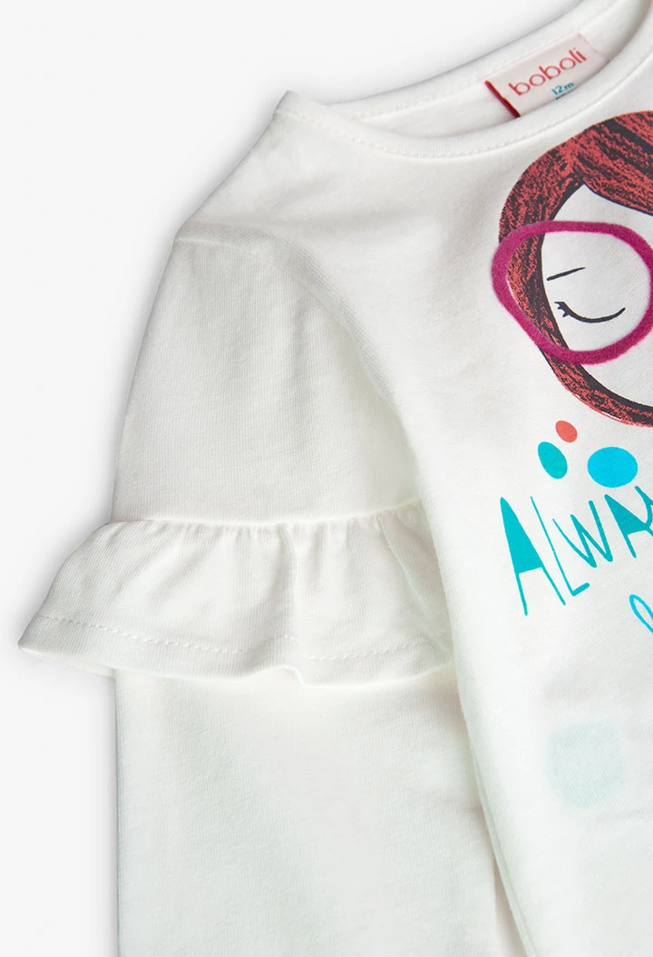 T-shirt en molleton pour bébé fille en blanc