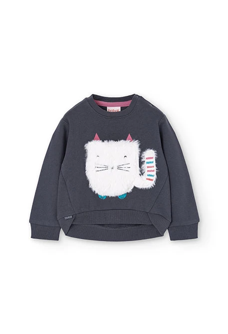 Sweatshirt de pelfa para bebé menina em cinza