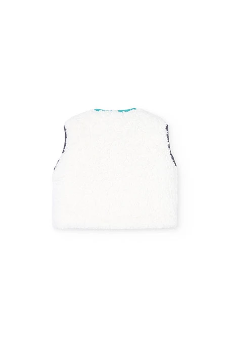 White fleece vest for baby girl