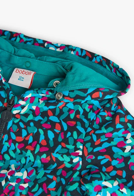 Chaqueta de felpa con capucha para bebé niña con estampado en verde