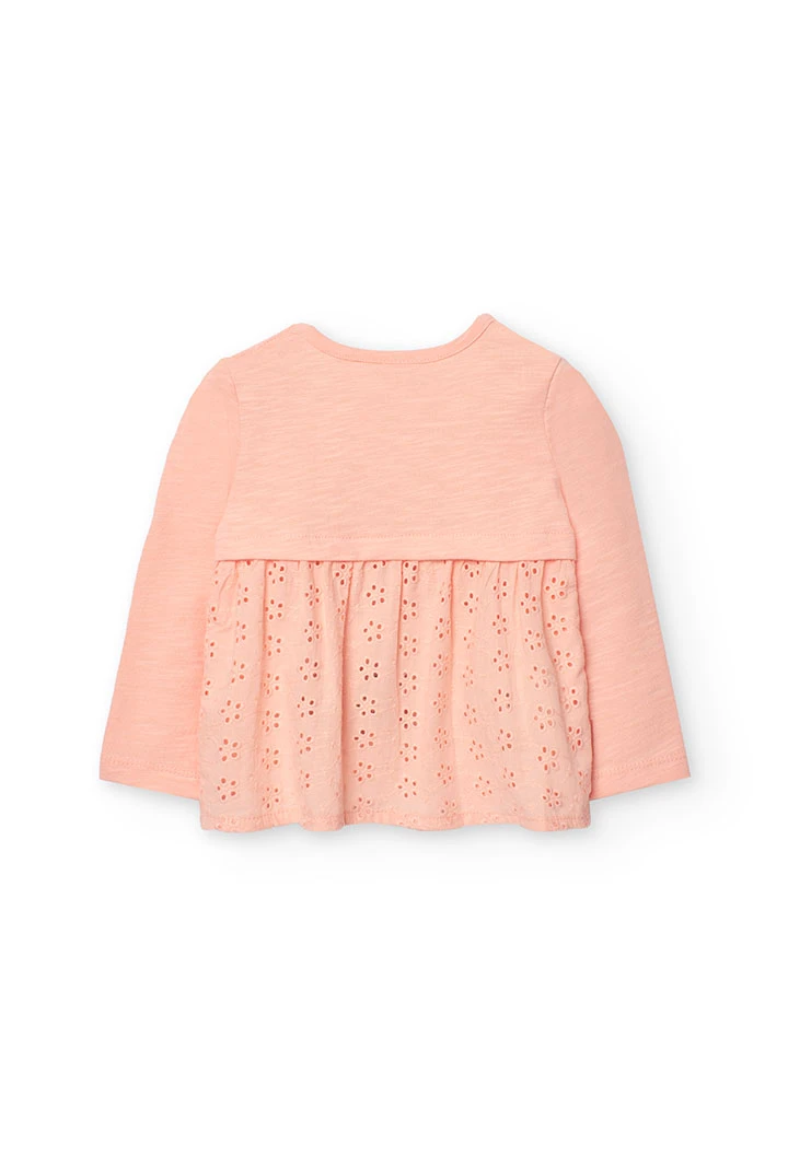 Maglietta a maglia per bambina in colore salmone