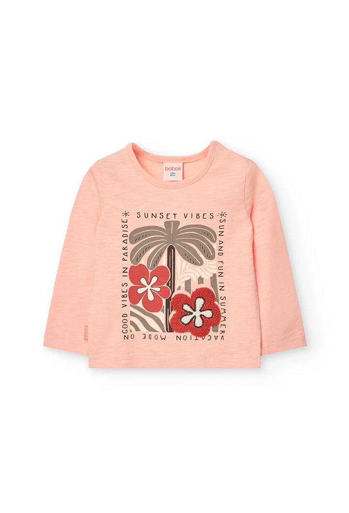 T-shirt en maille pour bébé fille de couleur saumon