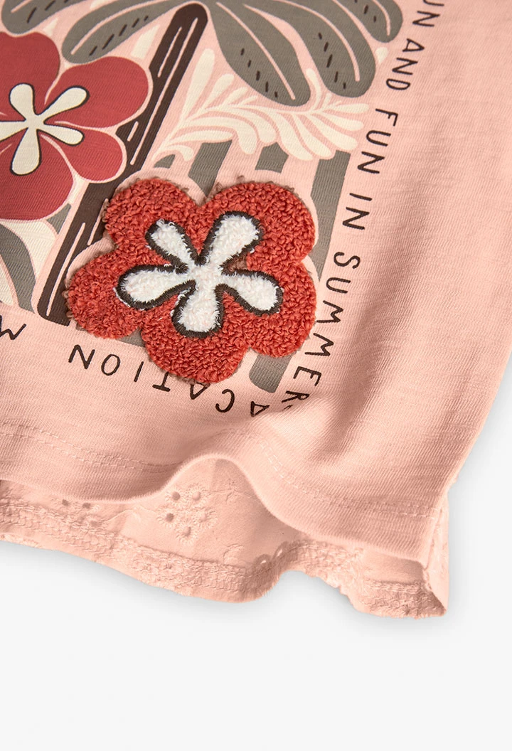 Maglietta a maglia per bambina in colore salmone