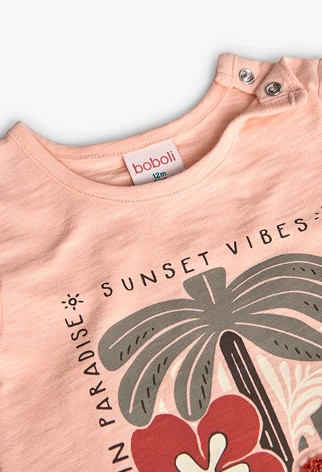 Camiseta de punto para bebé niña en color salmón
