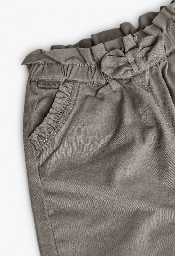 Calça de popelina para bebé menina em cor castanha