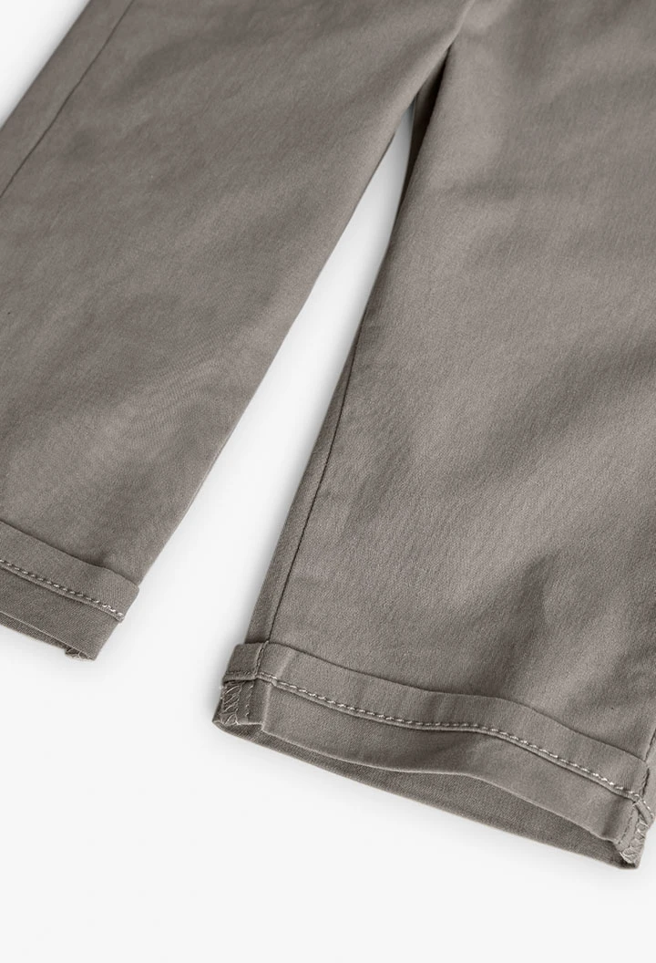 Calça de popelina para bebé menina em cor castanha