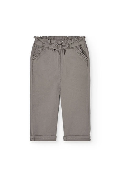 Pantaloni in popeline per bambina in color marrone
