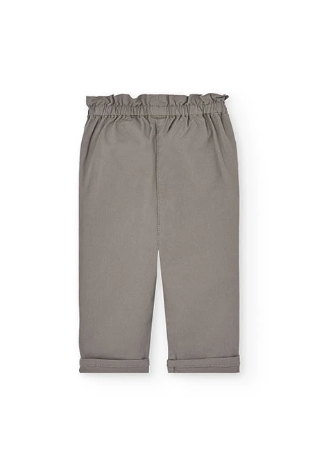 Calça de popelina para bebé menina em cor castanha
