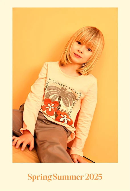 Baby girl poplin trousers in brown colour