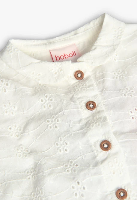 Camisa de popelín para bebé niña en color blanca con bordado