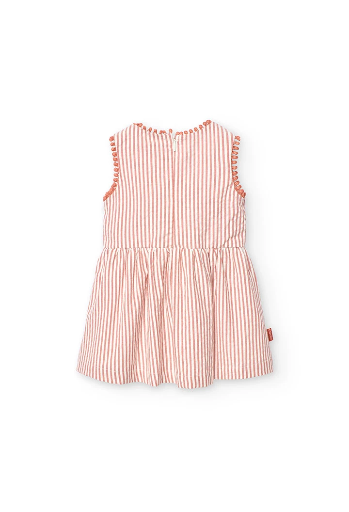 Robe en popeline pour bébé fille à rayures rouges et blanches