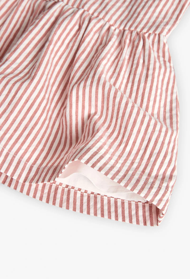 Robe en popeline pour bébé fille à rayures rouges et blanches