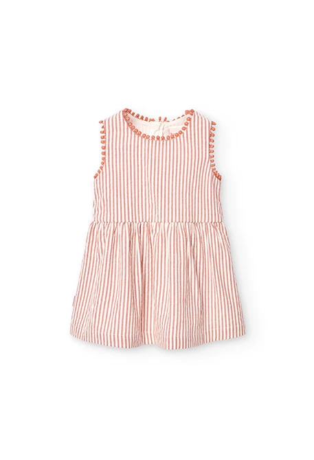 Vestitino in popeline per bambina a righe rosse e bianche
