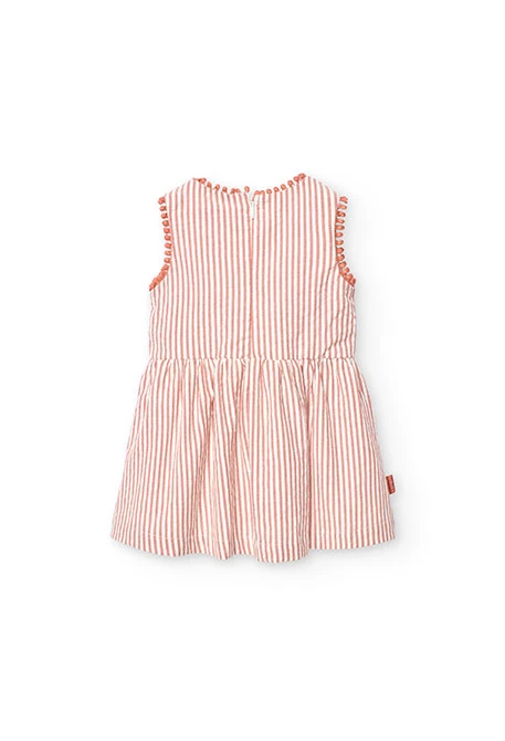 Robe en popeline pour bébé fille à rayures rouges et blanches