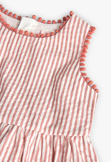 Robe en popeline pour bébé fille à rayures rouges et blanches