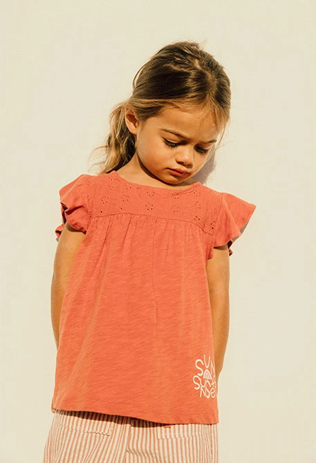 Maglietta in maglia per neonata di colore arancione