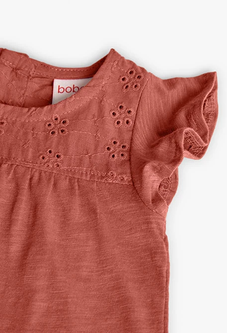 Camiseta de punto para bebé niña en color naranja