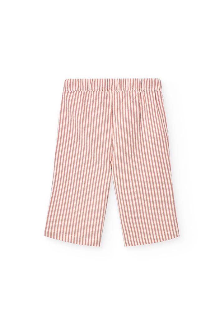 Pantalone in popeline per bambino a righe arancioni e bianche