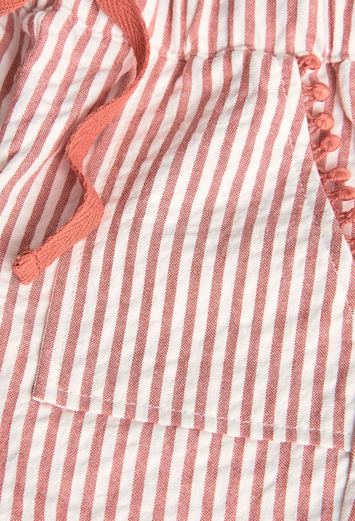 Pantalone in popeline per bambino a righe arancioni e bianche