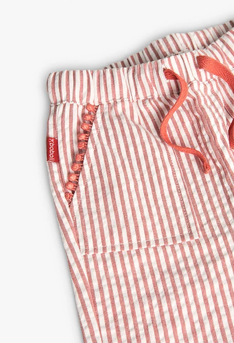 Popelinehose für Babys in Orange-Weiß gestreift