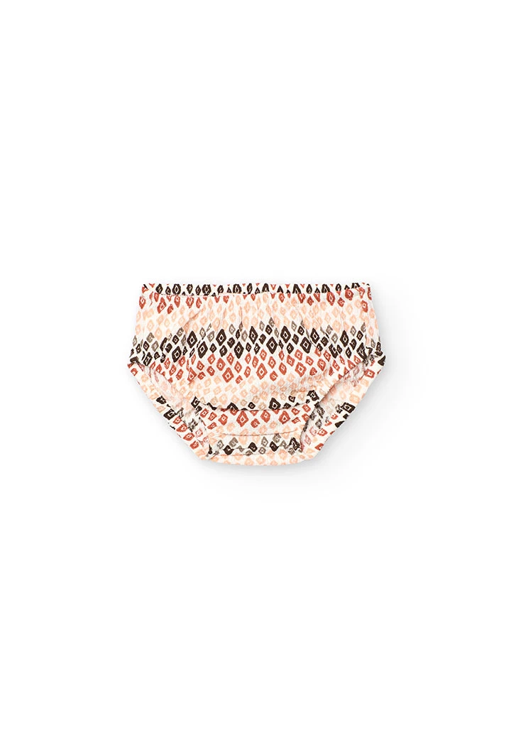 Abito in maglia per bebè bambina con stampa in color corallo e marrone