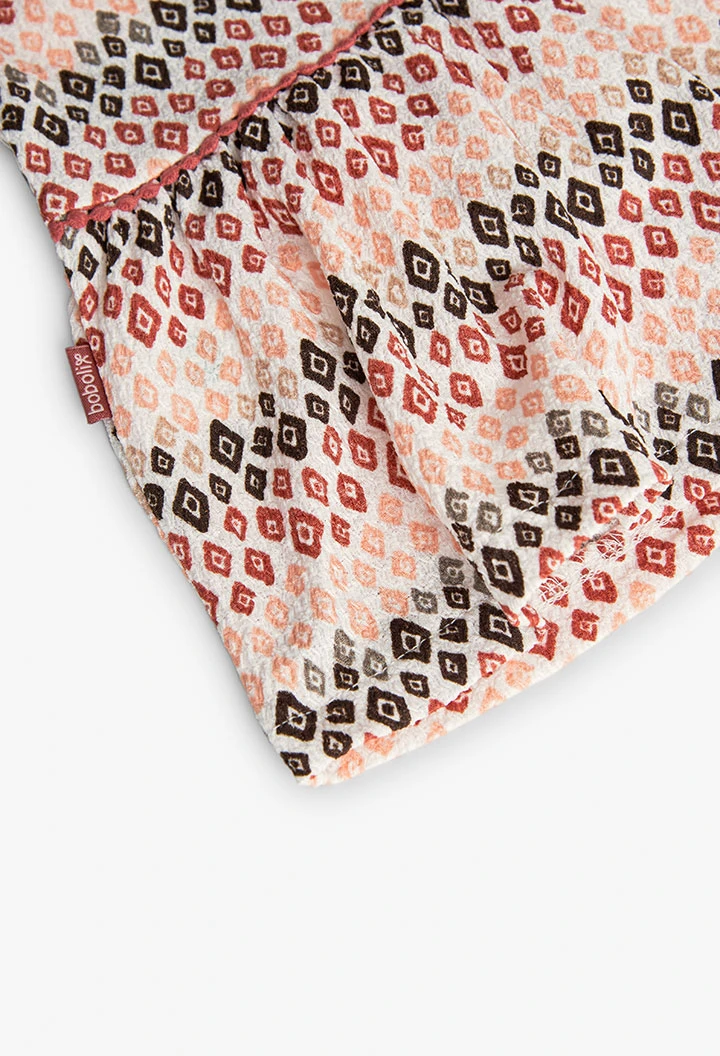 Abito in maglia per bebè bambina con stampa in color corallo e marrone