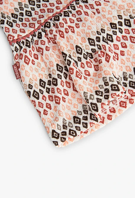 Vestido de malha para bebé menina com estampado em cor coral e castanho