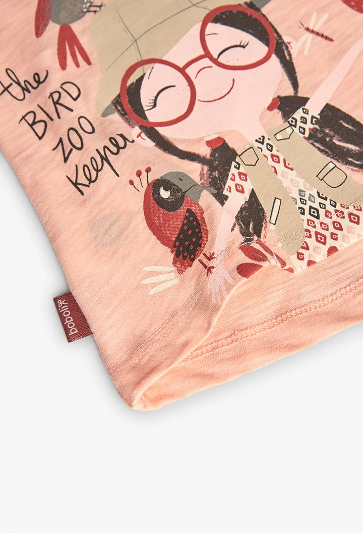 Set composto da maglietta e pantalone a maglia per neonata in colore salmone.