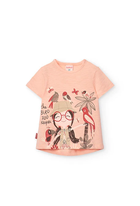 Conjunto de camiseta y pantalón de punto para bebé niña en color salmón