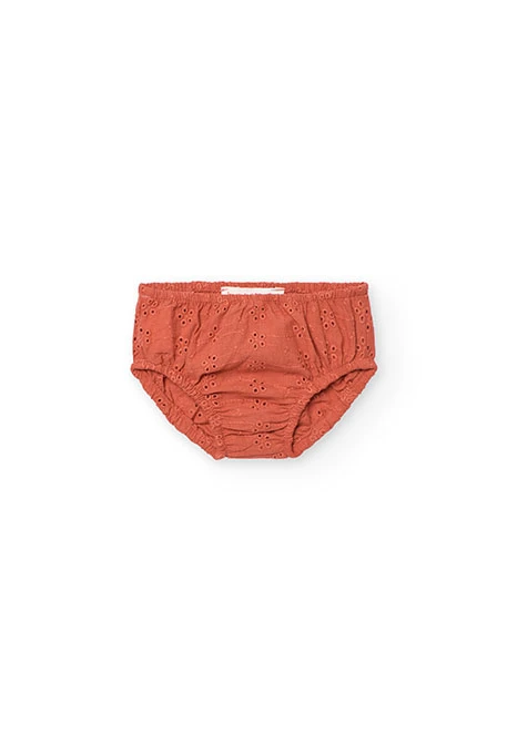 Vestido de punto para bebé niña en color salmón con diseño de flamé