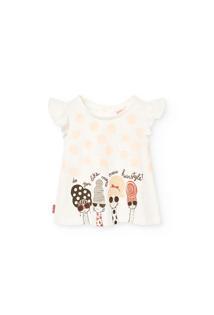 Maglietta in maglia per bambina bianca combinata
