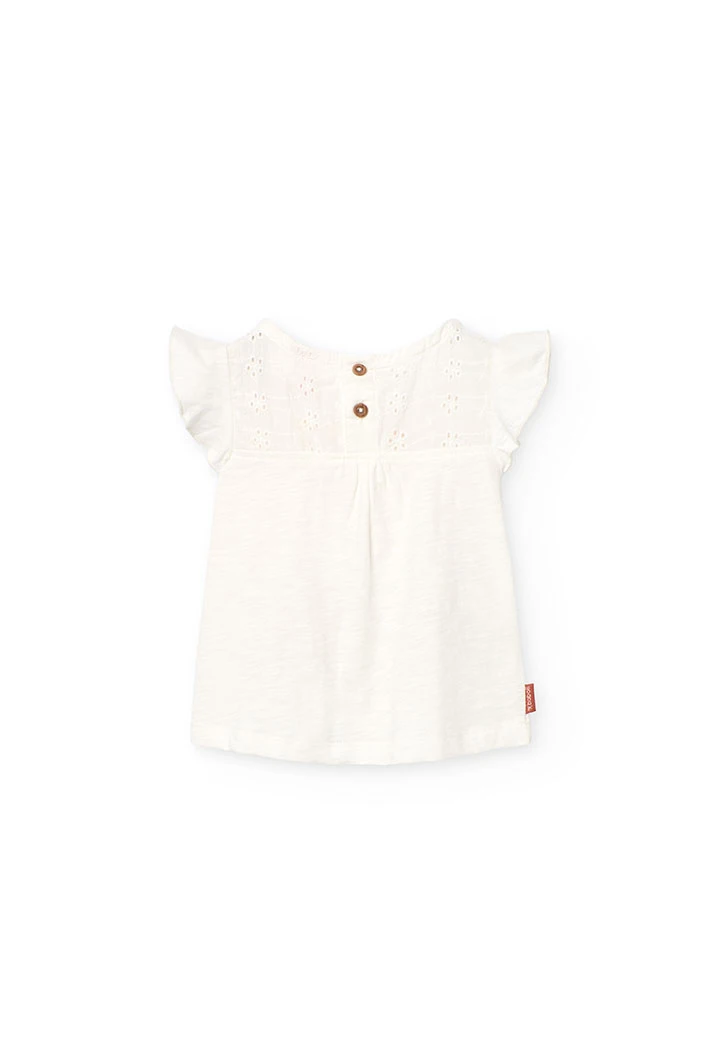 Maglietta in maglia per bambina bianca combinata